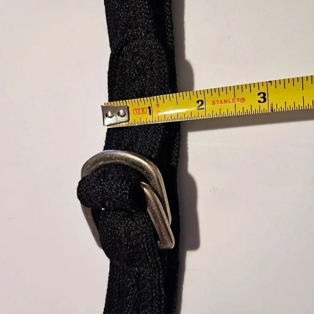 Black Woolblend Belt Silver Hardware Waist 32